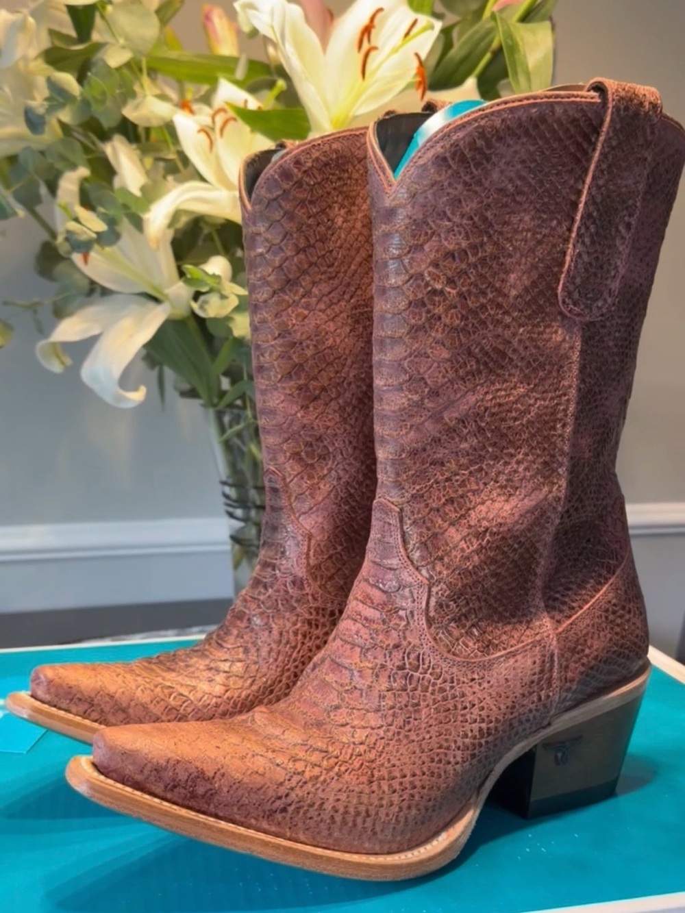 🩵Lane Boots Nice Vice Cowboy Boots✨Iconic Blue Bottoms🩵